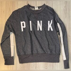 PINK Victoria's Secret Women's Gray white crewneck sweatshirt Sweater